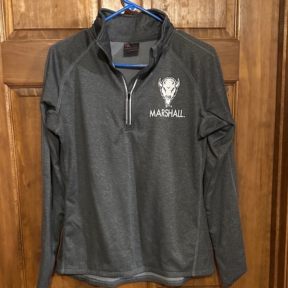 Knights Apparel Women's Gray Marshall University 1/4 Zip Pullover